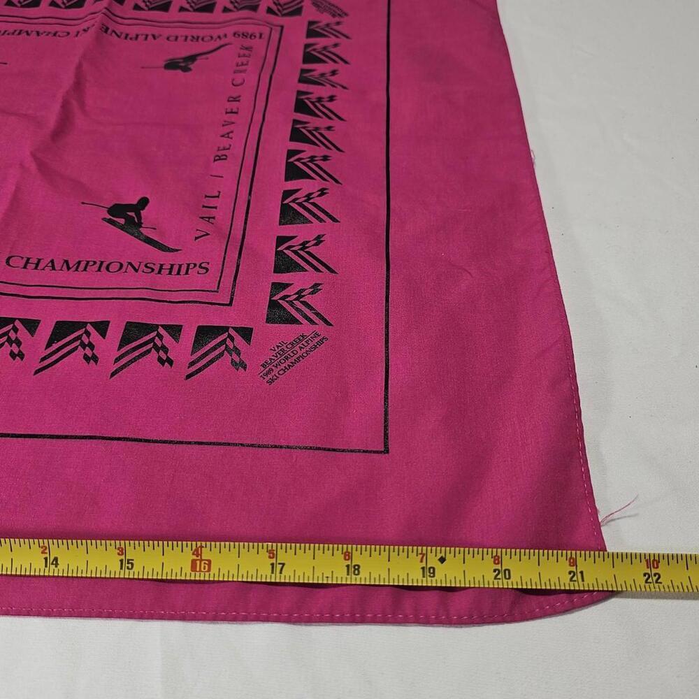 Vintage Vail Beaver Creek 1989 World Alpine Ski Championship Bandana Hot Pink. - Picture 6 of 6
